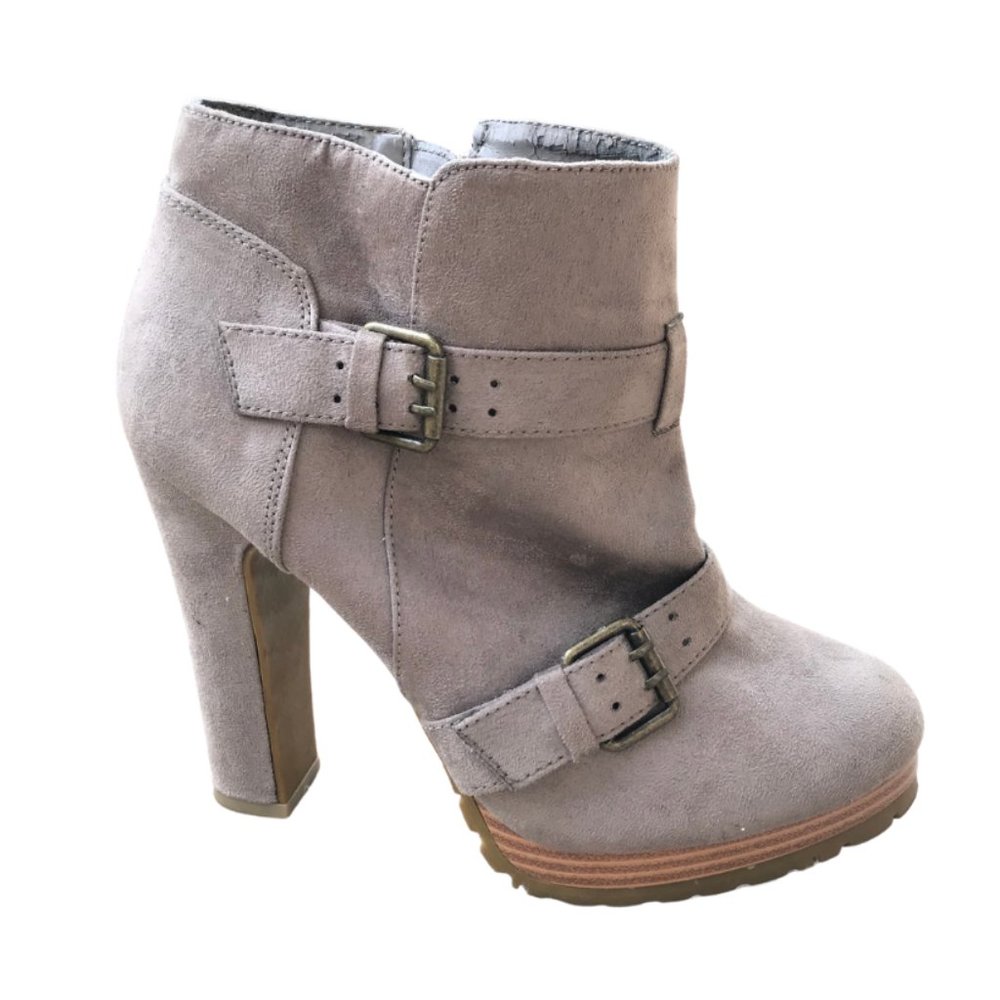 Gray Heel Ankle Boots